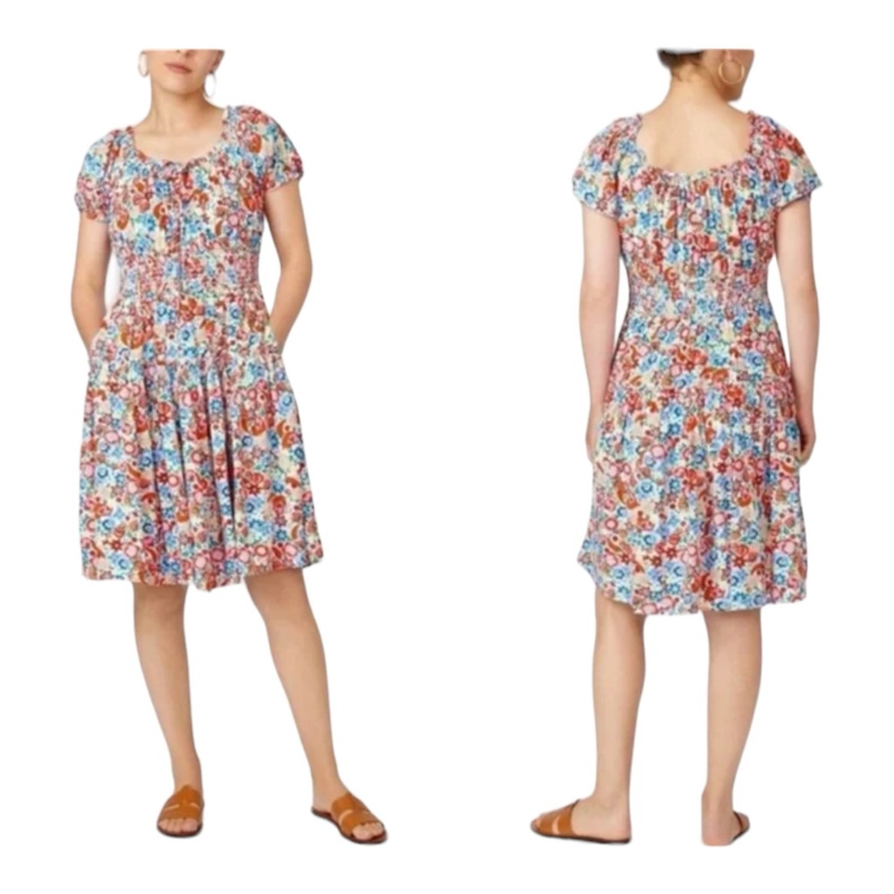 J. Crew Women Floral Farmers Market Viscose‎ Lined  Elastic Waist Dress …